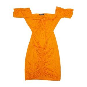 ♡DOLLS KILL ‘DIME DOLL’ ORANGE RUCHED DRESS♡